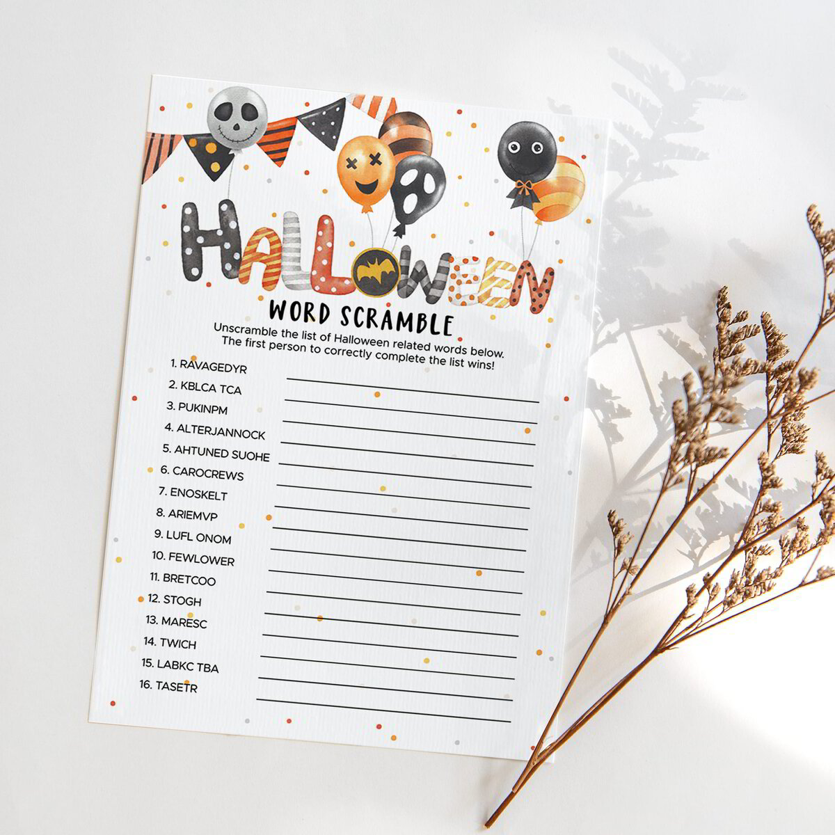 Difficult Halloween Word Scramble With Answers Printable Party Game