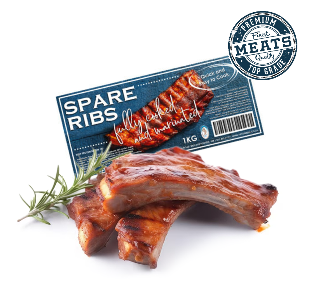 Pre Pack Ribs Pork Spare Ribs Pre-Cooked & Marinated 1Kg - Tip Top Meat
