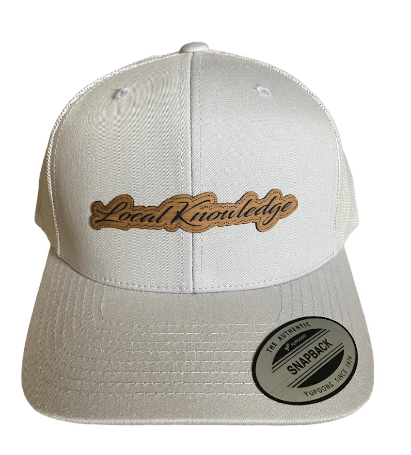 New Script Leather Patch Hats Silver/Silver back