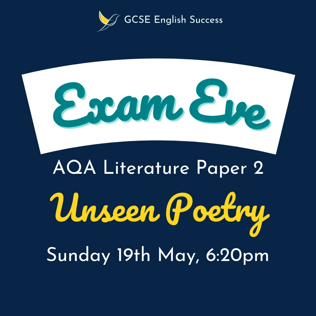 8. Unseen Poetry - Sunday 19th May - 6:20pm