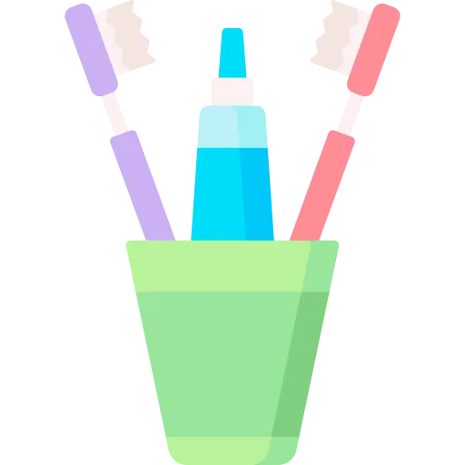 a cup filled with toothbrushes